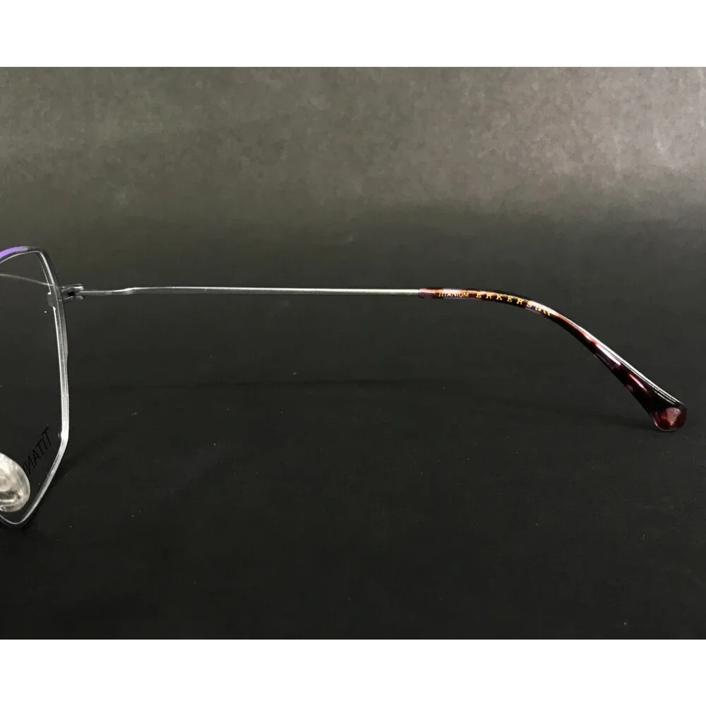 Erkers Eyeglasses Frames BROOKE Silver White Purple Hexagonal Titanium 53-18-145